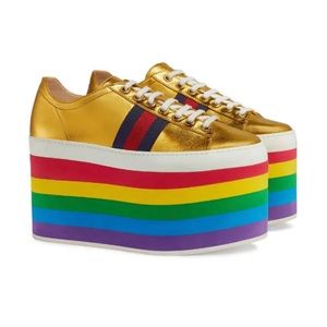 🌈NWT GUCCI rainbow platform sneakers